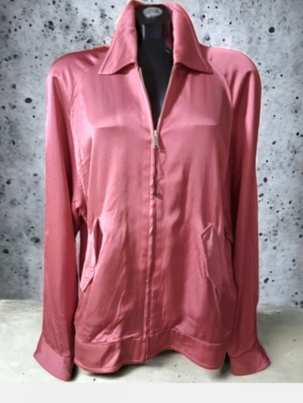Zara Pink Satiny Blazer Zip-Up Bomber Jacket Size L